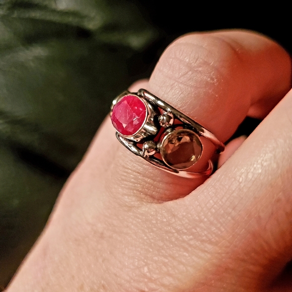 New Kashmir Ruby and Morganite Silver Ring. - Picture 4 of 8